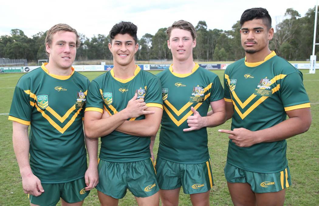 Awesome foursome: Jesse Cronin, Dylan Brown, Kyle Schneider and Oregon Kaufusi were selected in the 2017 Australian Schoolboys team to tour New Zealand. Picture: Supplied