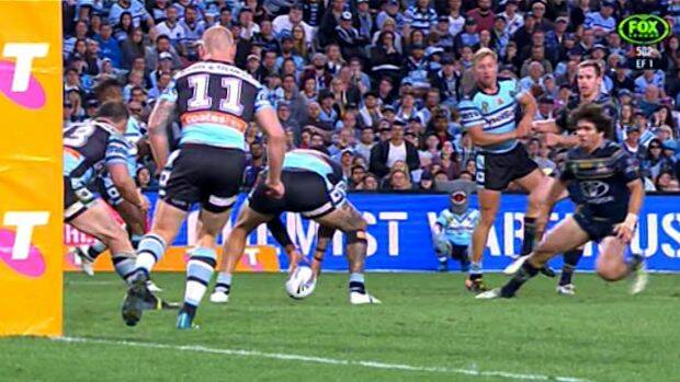 Incident 5: Andrew Fifita knock-on. Photo: Fox Sports


