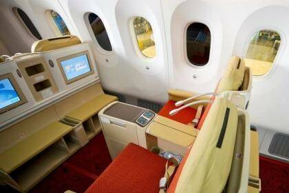 Great food and a comfortable bed are available on Air India Dreamliner business class.