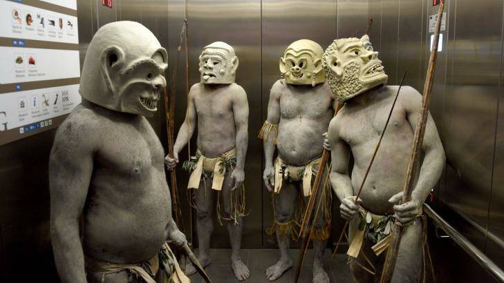 The Asaro Mud Men are in residence at the Australian Museum for the school holidays. Photo: Steven Siewert
