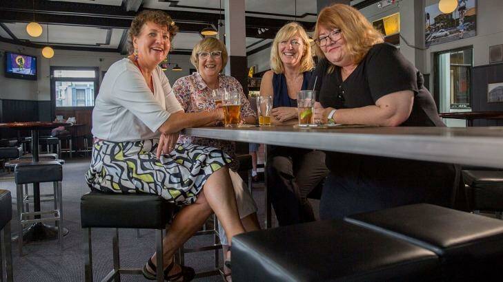 The Alice Campions at their local pub in Enmore. From left: Jane St Vincent Welch, Denise Tart, Jane Richards and Jenny Crocker. Photo: Michele Mossop