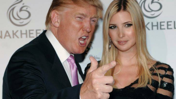 Donald Trump poses with his daughter Ivanka Trump at a party in Los Angeles.  Photo: CHRIS PIZZELLO