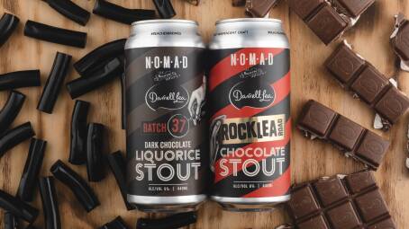 Sweet treats: The Darrell Lea Batch 37 Dark Chocolate Liquorice Stout and Darrell Lea Rocklea Road Chocolate Stout, brewed by Nomad Brewing Co. Picture: Blue Doors Studio.