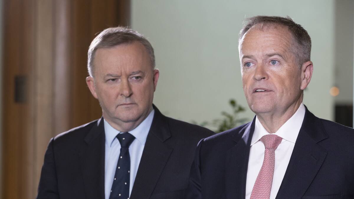 Opposition Leader Anthony Albanese and Labor's NDIS spokesman Bill Shorten. Picture: Sitthixay Ditthavong