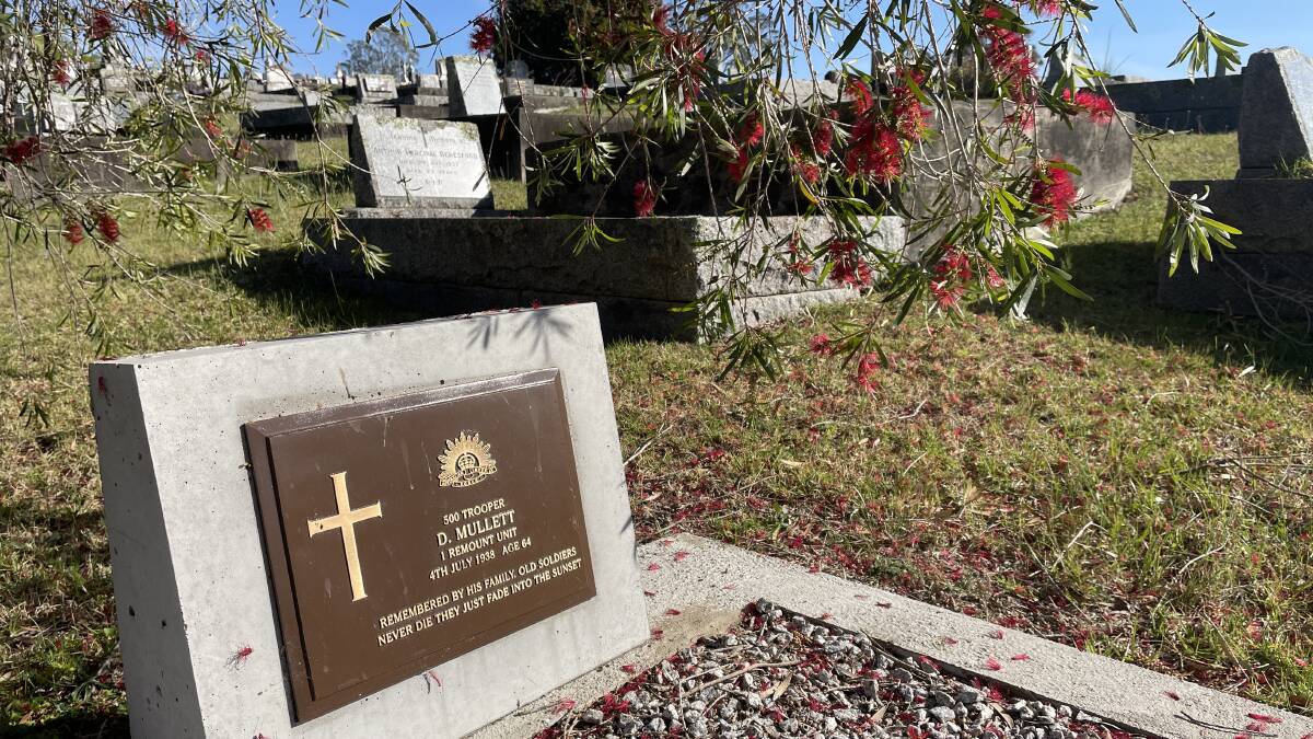 Private David Mullett's final resting place in the Bega Cemetery now has a proper headstone and gravesite. Picture by Ben Smyth
