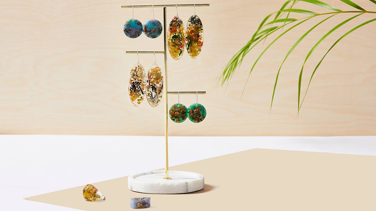Nanna Woo Handmade’s Resin Earrings and Rings, $50.00 – $80.00