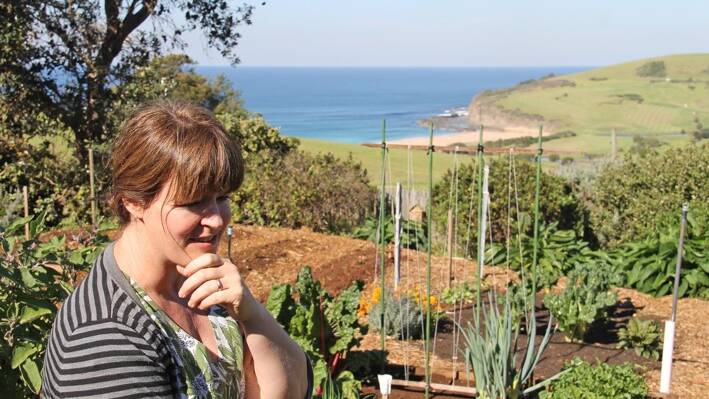 Fiona Weir Walmsley at the kitchen garden … with an outlook like that she simply had to return to the farm. 