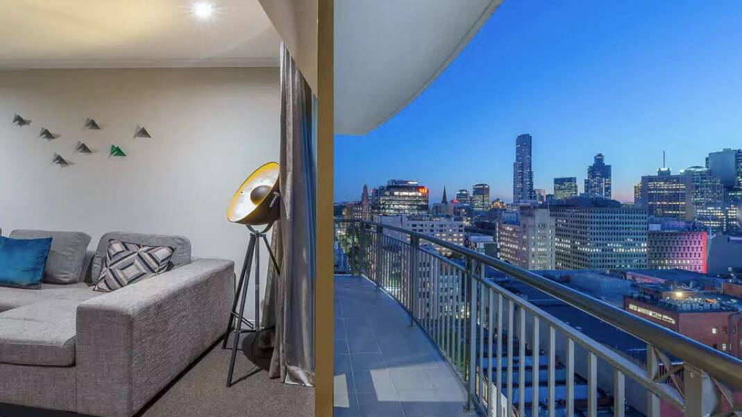Rooms are stylishly furnished with views across the city at the Mantra, Melbourne