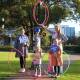 Ready to go: Amanda McKenna from Lupas Hoop Pit with excited kids ready for the return of the Festival of Fisher's Ghost in November. Picture: Supplied