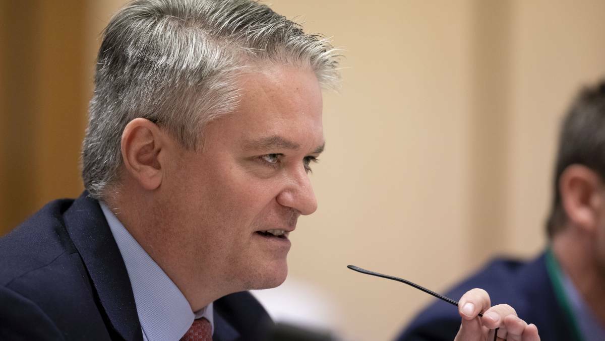 His mouth might look like it's open: But no real answers were forthcoming from Mathias Cormann at Senate Estimates this week. Photo: Dominic Lorrimer