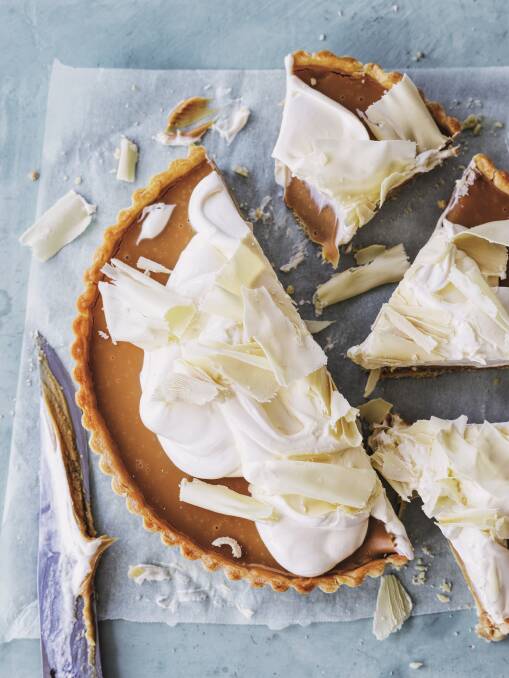 Roasted white chocolate family tart. Picture: William Meppem