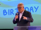 Scott Morrison delivering a speech at Margaret Court's Victory Life Centre Pentecostal church in Perth.