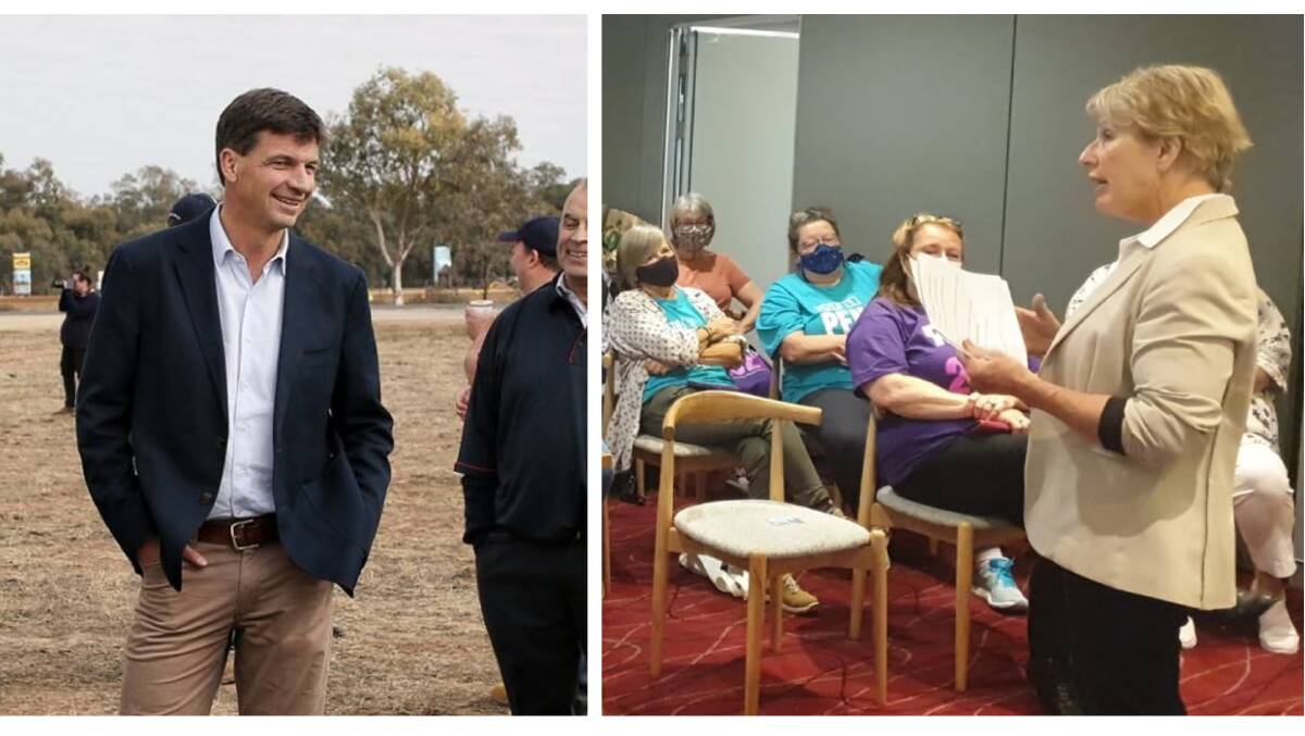 Hume MP Angus Taylor and independent candidate Penney Ackery. Pictures: Supplied