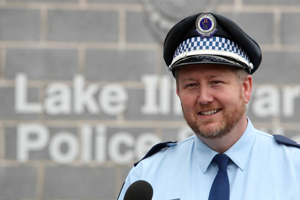Lake Illawarra Police District Sergeant Peter Northey addresses reporters on Tuesday. Picture: Robert Peet. 