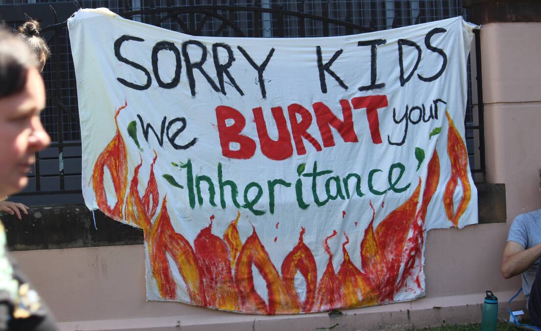 Sign of frustration: A banner at the youth climate strike in Sydney in September, 2019. Picture: Shutterstock