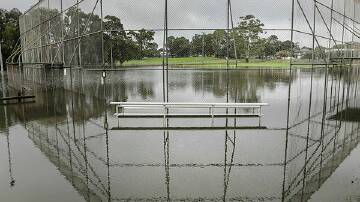 Captain Cook Playing Fields at Woolooware under water after the latest deluge on Saturday April 6. Picture by John Veage