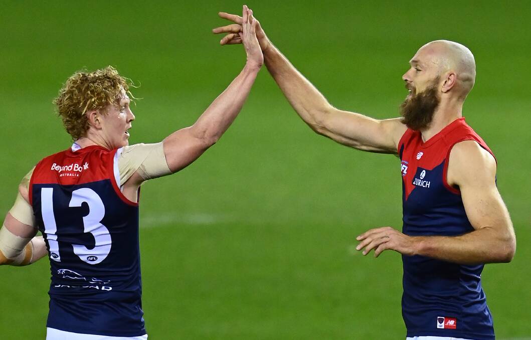 Clayton Oliver, Max Gawn and the impressive Melbourne Demons continue to jump every hurdle. Photo: Quinn Rooney/Getty Images