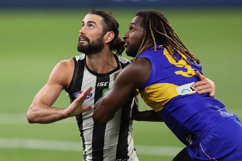 Collingwood big man Brodie Grundy has clearly been a shadow of his former self. Picture: Paul Kane/Getty Images