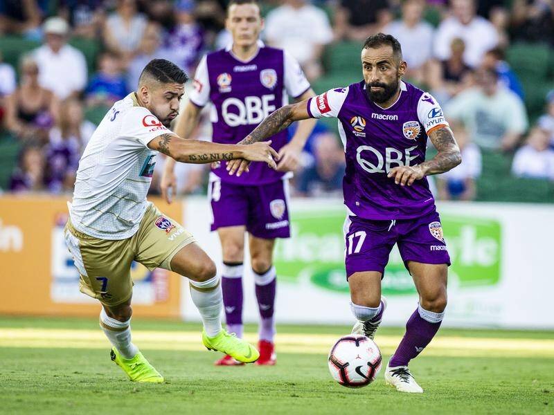 Spaniard Diego Castro (R) has scored 35 goals in 84 A-League games for Perth Glory.