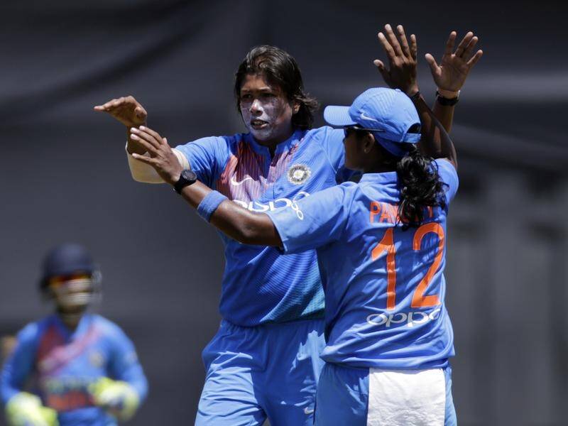 Jhulan Goswami starred for India as the tourists ended Australia's winning streak in ODI matches.