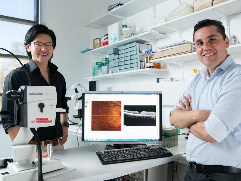 Joshua Chu-Tan (left) and Riccardo Natoli hope to harness signals sent to the brain after exercise.