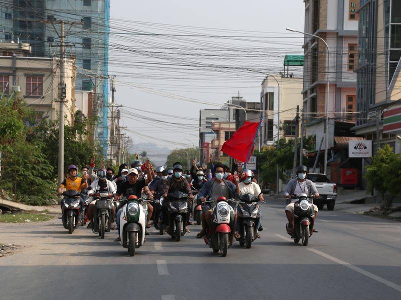 Anti-coup activists in Myanmar have held motorcycle rallies in defiance of military rulers.