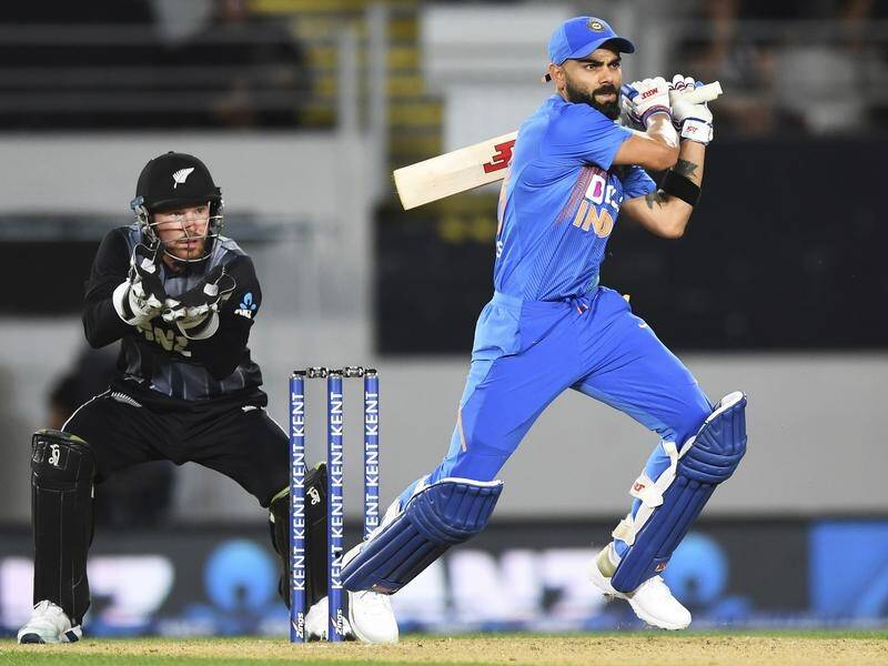 Virat Kohli made a rapid 45 as India took a 1-0 lead in their T20 series in New Zealand.