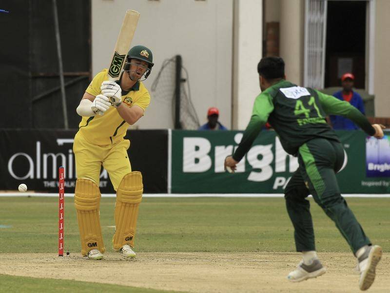 Travis Head is bowled as Australia capitulated to a 45-run T20 loss to Pakistan.