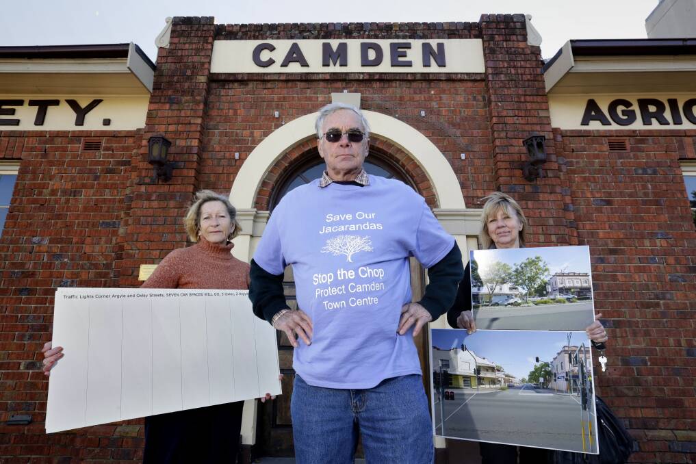 Call to action:  Camden Community Alliance's Lorraine Iddon, Charles Cowell and Jan Judge are among those to have organised a community rally on June 14 for the community to protest the changes Camden Council will make to the CBD. Picture: Anna Warr