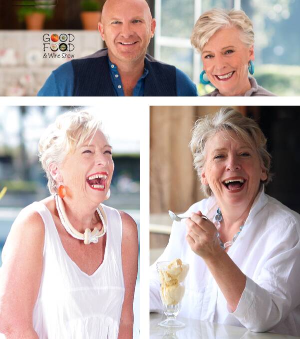 GOOD FOOD, GOOD WINE, GOOD LAUGHS: Maggie Beer is with Matt Moran (top) at the Good Food & Wine Show this weekend.