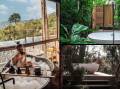GLAMOUR: Peek into the world's most glamorous outdoor bathrooms, pictured (clockwise from left) Keemala - Phuket in Thailand; Bedarra Island Resort; and Pumphouse Point, Tasmania. Pictures: Instagram