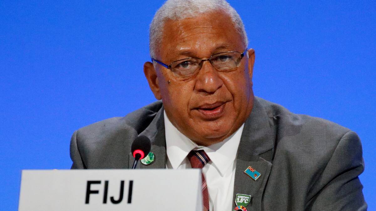Fiji Prime Minister Frank Bainimarama at the COP26 summit in Glasgow. Picture: Getty Images